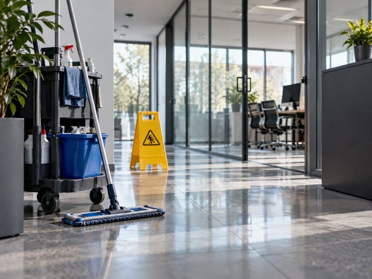 Reinigungswagen im Bürogebäude